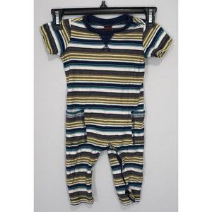 Tea Boys Blue White Green Boys Short Sleeve One Piece Outfit Size 6-12 Mos